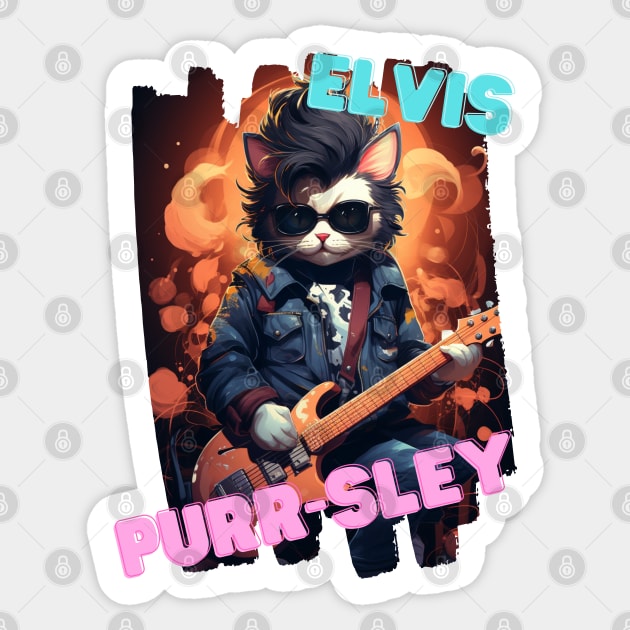 Elvis-Style Cat: "Elvis Purrsley" Sticker by LionCreativeFashionHubMx